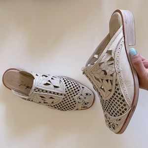 FP intricate leather loafer slip ons